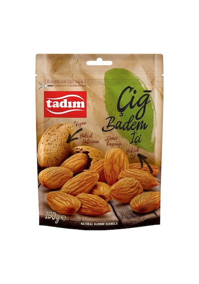 Tadım Çiğ Badem 180g - Yüksek Kalsiyum, Potasyum Ve Magnezyum 3'li Ekonomik Paket - 3 Adet Tarı