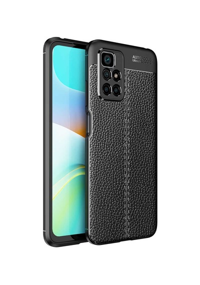 Xiaomi Redmi 10 Kılıf Deri Görünümlü Silikon Kamera Korumalı Üstün Koruma Ata Pro Tech Siyah