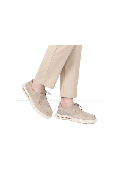 Erkek Bej Bağcıklı Kalın Tabanlı Nubuk Deri Sneaker