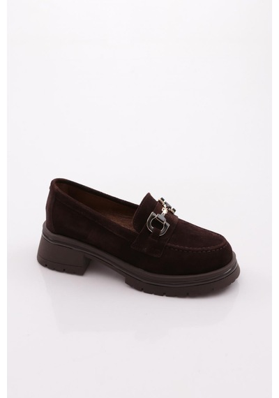Dgn 5587 Kadın Loafer Ayakkabı Kahve Süet