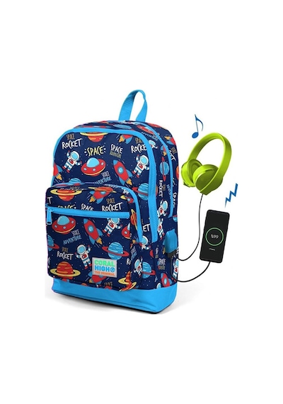 Coral High Kids Lacivert Uzay Desenli Usb Şarjlı Kulaklık Çıkışlı N11.15005