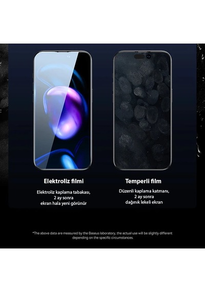 Baseus Crystal İphone 15 Full Koruma Anti Mavi Işık Tempered Cam Ekran Koruyucu 2 Adet Set- 5775 Mh-hs8220-1801