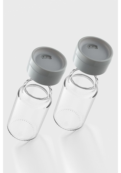Renga Dorian 105 Ml Gri Kapaklı 2'li Cam Tuzluk Biberlik Seti 121006 Gri