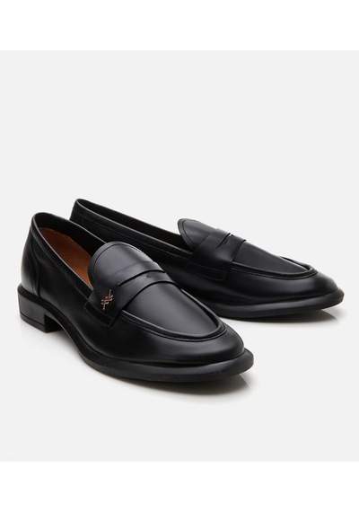 Hotiç Kadın Deri Siyah Esnek Tabanlı Klasik Loafer