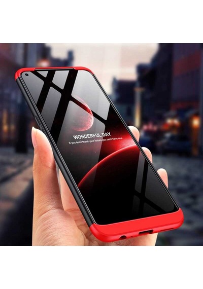 Realme 7 Pro Kılıf Zore Ays Kapak Siyah-Kırmızı