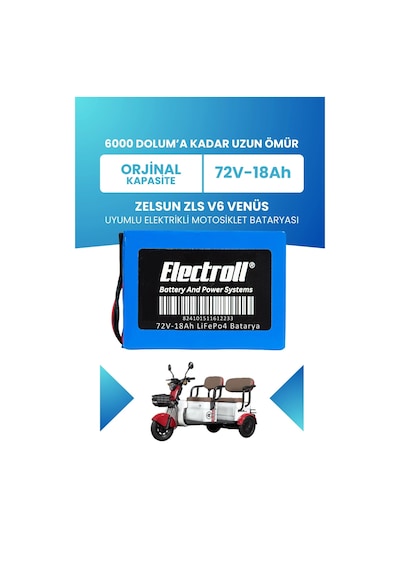 Zelsun Zls V6 Venüs Batarya Standart Kapasite Lifepo4 72v 18ah Elektrikli Motosiklet Bataryası