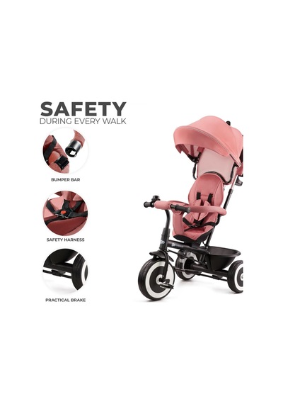 Aston 5 İ 1 Arada Üç Tekerlekli Bisiklet, 9 Ay+, Geriye Dönebilen Koltuk, Aksesuar Dahil Pembe