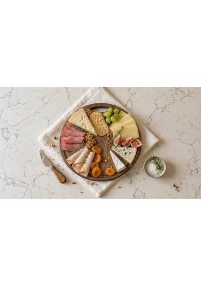 Fam Wood Art Ahşap Yuvarlak Saplı Kesme Tahtası Pizza Tabağı Sunumluk Kahverengi