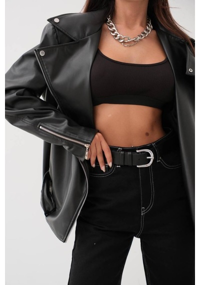 Jk Stores Vatkalı Oversize Biker Ceket Siyah