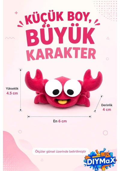 Sevimli Yengeç Kalem Fırça Tutucu Masa Aksesuarı Ofis & Öğrenci Hediyesi Dekor Sü - Kirmizi Kırmızı