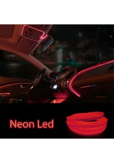 Araç Araba Içi Torpido Ledi Renkli Ip Neon Ip Led 2 Metre Kırmızı