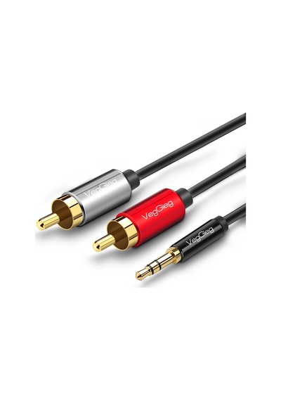 3.5mm Aux To 2 Rca Ses Kablosu 1 Metre Belirtilmemiş