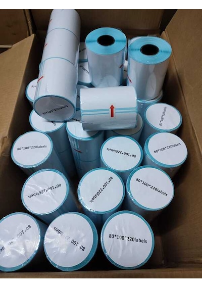 Barkod Etiket Sticker 80x100 Mm Lamine Termal Etiket 1 Rulo 220 Tam Adet Etikettir 1