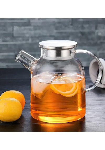 Çelik Kapaklı Borosilikat Cam Demlik 1500ml Royaleks-cm-2003 Ahşap - Çelik