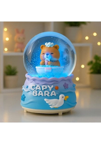 Capybara Temalı Büyük Boy Püskürtmeli Müzikli Işıklı Kar Küresi