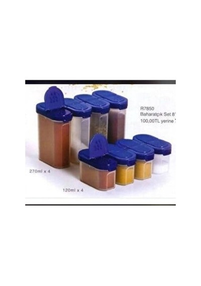 Tupperware Baharatçık Set 8 Li Set Mavi Renk Mavi