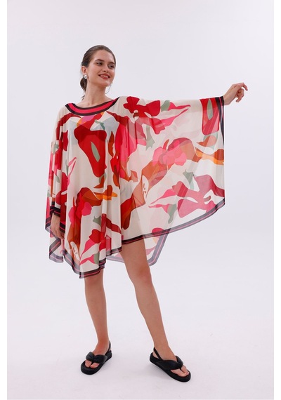 Tarzını Seç Kısa Kimono Pareo - Tesettür Pareo - Kemer Model 180x135 Cm Çok Renkli