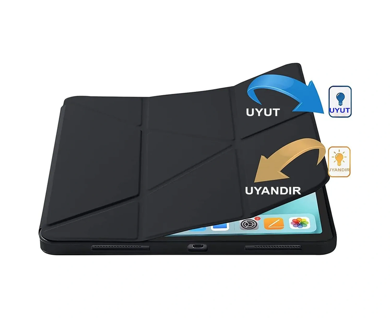 Apple Uyumlu iPad Air 11" M3 2025 / M2 2024 / Air 10.9" 2022/2020 Kılıf Kalem Şarj Bölümü Uyku Modu Standlı