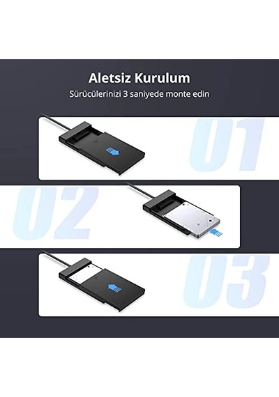 Usb 3.0 2.5 İnch Sata Hard Disk Kutusu, Siyah