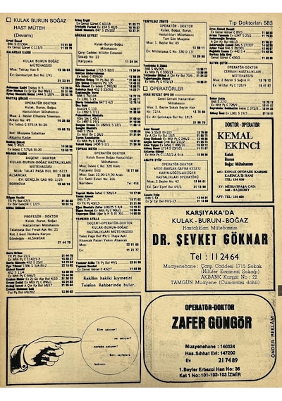 İzmir 1982-1983 Meslek Reklam İlanı Efemera S583