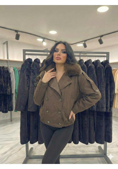 Ribana Classic Kadın Kürk Yaka Detaylı İçi Astarlı Çift Cepli Omuzları Kemerli Beli Lasitkli Ceket Görünümlü Kaban 4901 Kahverengi Ribana Classic Kadın Kürk Yaka Detaylı İçi Astarlı Çift Cepli Omuzları Kemerli Beli Lasitkli Ceket Görünümlü Kaban 4901 Kahverengi