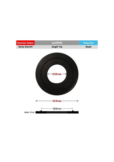 Visam Lord Rezervuar Tahliye Contası 25x53 Mm Çizgi Setli Siyah