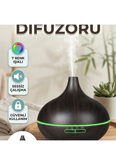 7 Renk Led Işıklı Ultrasonik Hava Difüzörü 550 Ml Sessiz Nemlendirme Ve Aromaterapi Cihazı