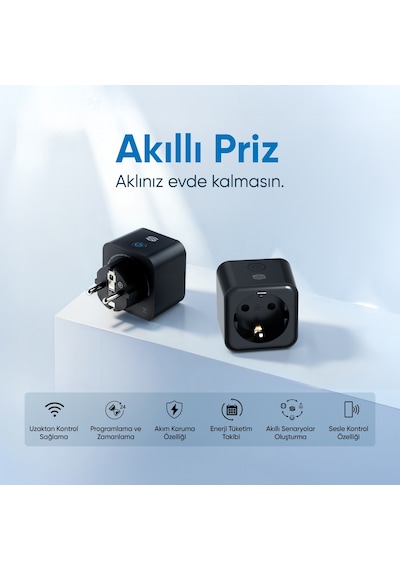 Şımart Teknoloji Uzaktan Kontrol Wi-Fi Akım Korumalı Akıllı Priz