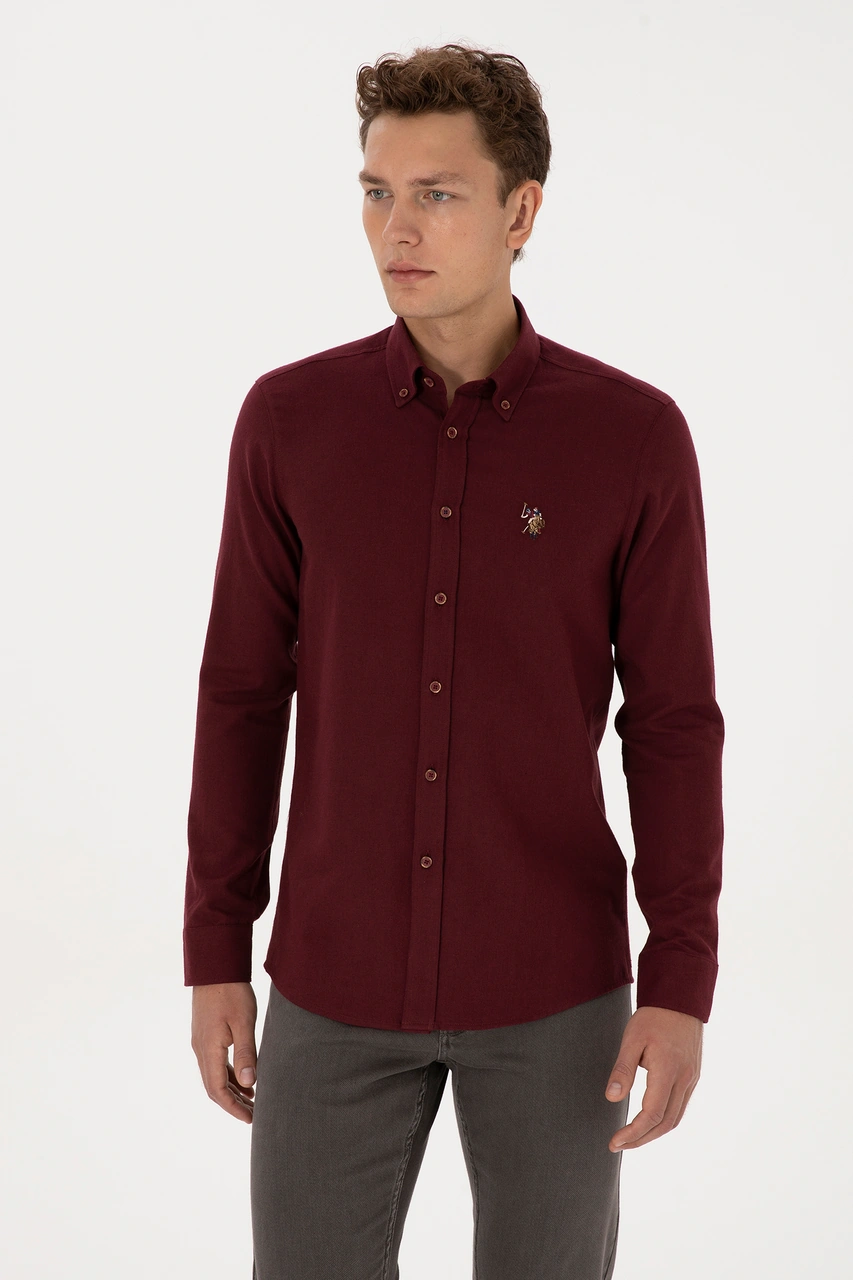 U.S. Polo Assn. Erkek Bordo Uzun Kollu Basic Gömlek 50307686-VR014 U.S. Polo Assn. Erkek Bordo Uzun Kollu Basic Gömlek 50307686-VR014