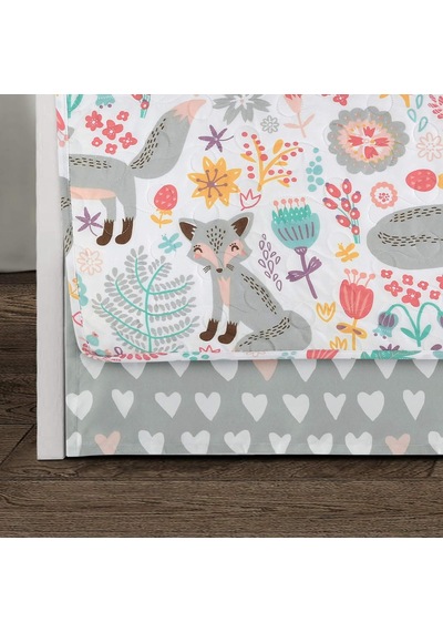 Pixie Fox 6 Parça Yatak Örtüsü Seti, Gri Ve Pembe, 99 Cm X 190 Cm Çok renkli