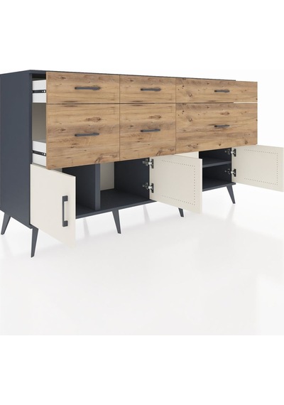 Hyperion Konsol Tek Raflı 6 Çekmeceli 4 Kapaklı 176x44x99 Antrasi Antrasit-aytaşı/çam Hyperion Konsol Tek Raflı 6 Çekmeceli 4 Kapaklı 176x44x99 Antrasi Antrasit-aytaşı/çam