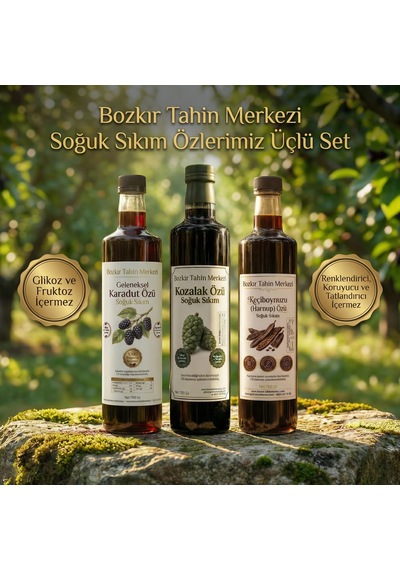 Bozkır Tahin Merkezi Şifa Paketi Karadut, Keçiboynuz Ve Kozalak Özü 2800 Gr Katkısız&suğuk Pres