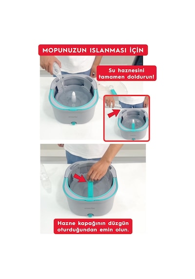 Smarter Aqua Max 2 Adet Yedekli Çift Kova Temiz&kirli Suyu Ayırma Özelliği Otomatik Temizlik Seti