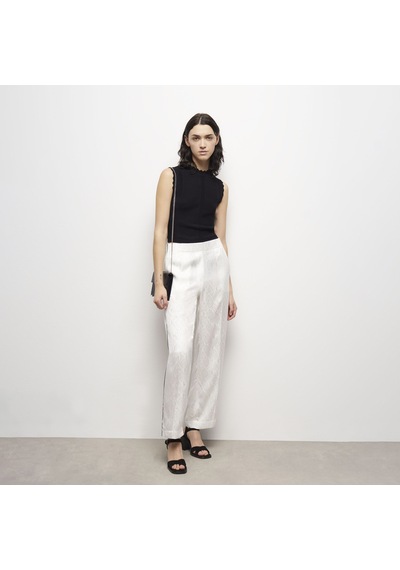 The Kooples Kadın Desenli Krem Saten İpek Pantolon Beyaz