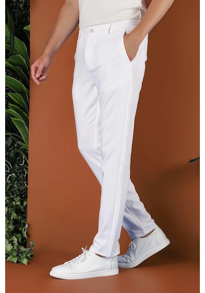 Efor P 1116 Slim Fit Beyaz Spor Pantolon Beyaz