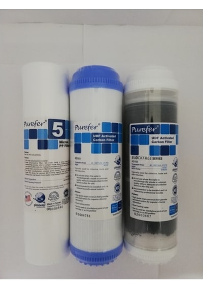 Purefer Açık Kasa Su Arıtma Cihazı Çift Carbonlu 3 Lü Set