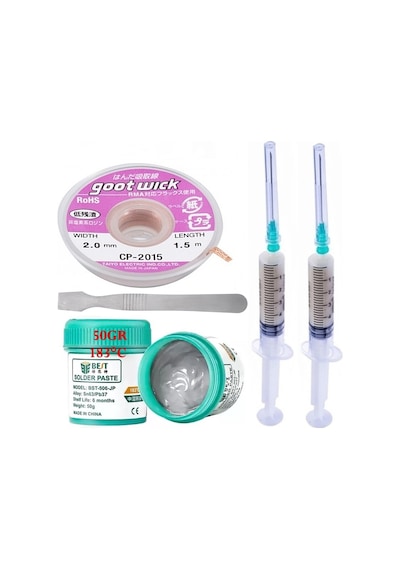 Solder Bst-506 Krem Lehim /best 50g Sıvı Lehim Ve Flux Lehim Toplama Seti 2,0mm Ve Metal Spatula Seti02