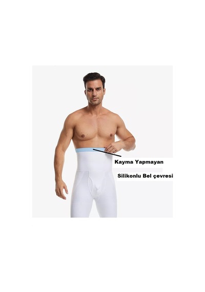 Erkek Bel Göbek Ve Kalça Toparlayıcı Erkek Yüksek Bel Korse Boxer Beyaz