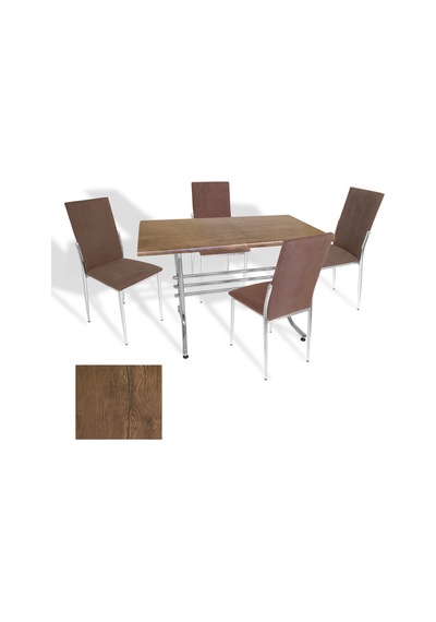 Japon - Gözde Masa Takımı - 70x120 Werzalit, Wermodin Ve Allzalit Tabla - Rustic Dark - Taytüyü Kahve Çok Renkli