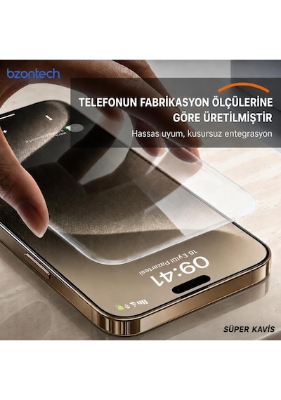 İphone 17 İle Uyumlu 300cc Yeni Nesil Çerçevesiz Tam Kaplayan Ekran Koruyucu Daraltma Yapmaz Large Kavisli