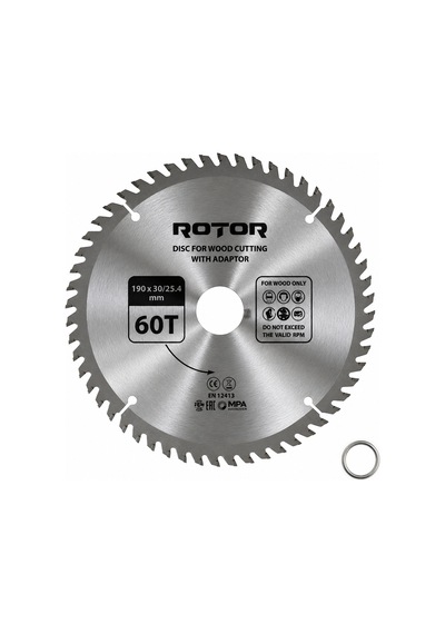 Daire Testere Bıçağı 190x30/25,4 Mm 60t Ahşap Kesim El Tipi Ve Gönye Testere Adaptörlü