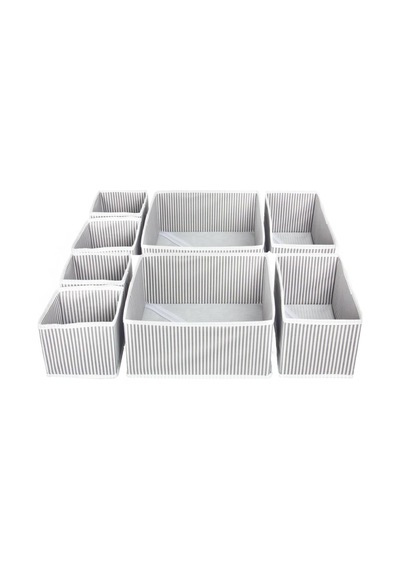 8 Li Çekmece Düzenleyici Organizer Dekoratif Sepet Hurç 8 Li Çekmece Çizgili Diğer