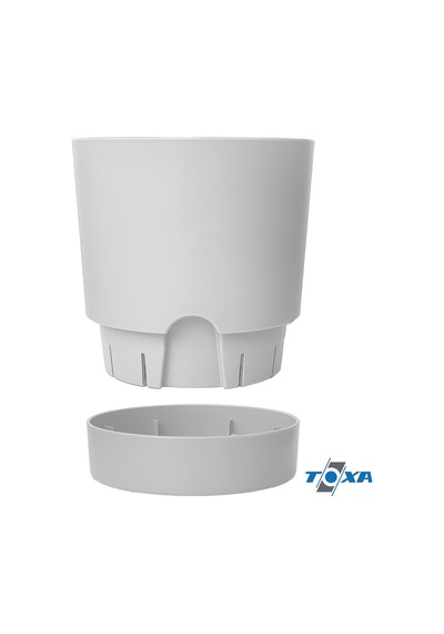 Begonya Saksı Tabaklı Drenajlı Mat Plastik Çiçek Saksısı 1 Adet, 5 Litre, 21cm, Beyaz