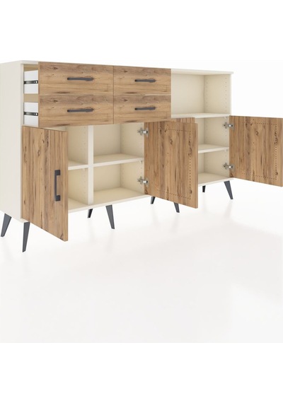 Arges Konsol 4 Raflı 4 Çekmeceli 4 Kapaklı 176x30x99 Aytaşı-çam Atlas Çam - Aytası