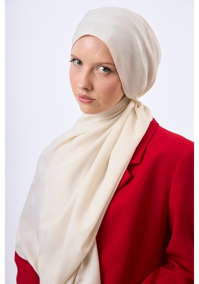 Mirsoy Scarf Zerafet Desen Şal Kırık Beyaz
