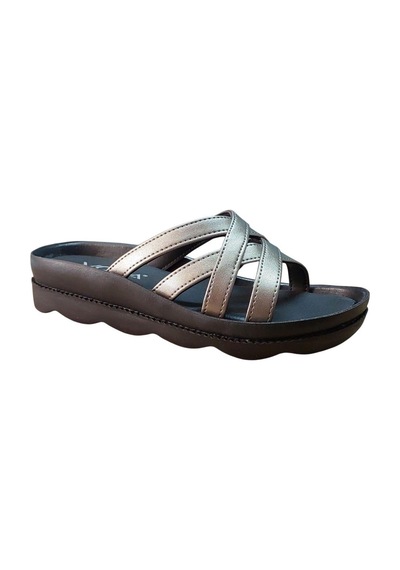 Voga 1727 Platin Cilt Düz Taban Comfort Casual Günlük Terlik