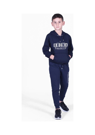 Fyk Kids Bronx Street Model Erkek Çocuk Kapşonlu Takım Lacivert - Gri