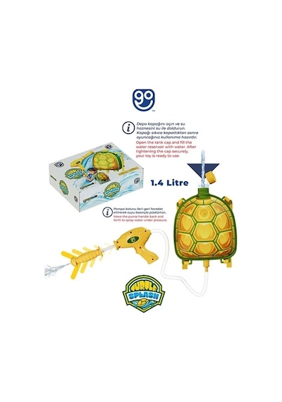 Turtle Splash Su Çantası 1400ml - Su Tabancası Çantalı Oyuncak
