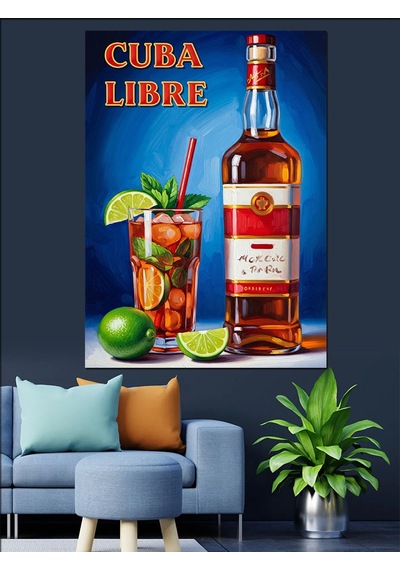 Ahşap Tablo Cuba Libre Kokteyli Afişi
