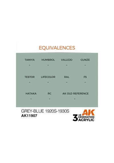 Ak Interactive 11907, 17 Ml. 3gen Grey-blue 1920s-1930s Aircraft Maket Boyası Standart
